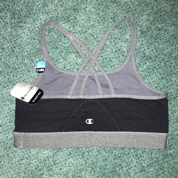 Champion Infinity Mesh Low-Impact Compression Sports Bra XL Black / Gray NWT! - Picture 2 of 7
